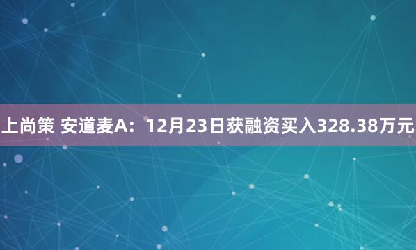 上尚策 安道麦A：12月23日获融资买入328.38万元